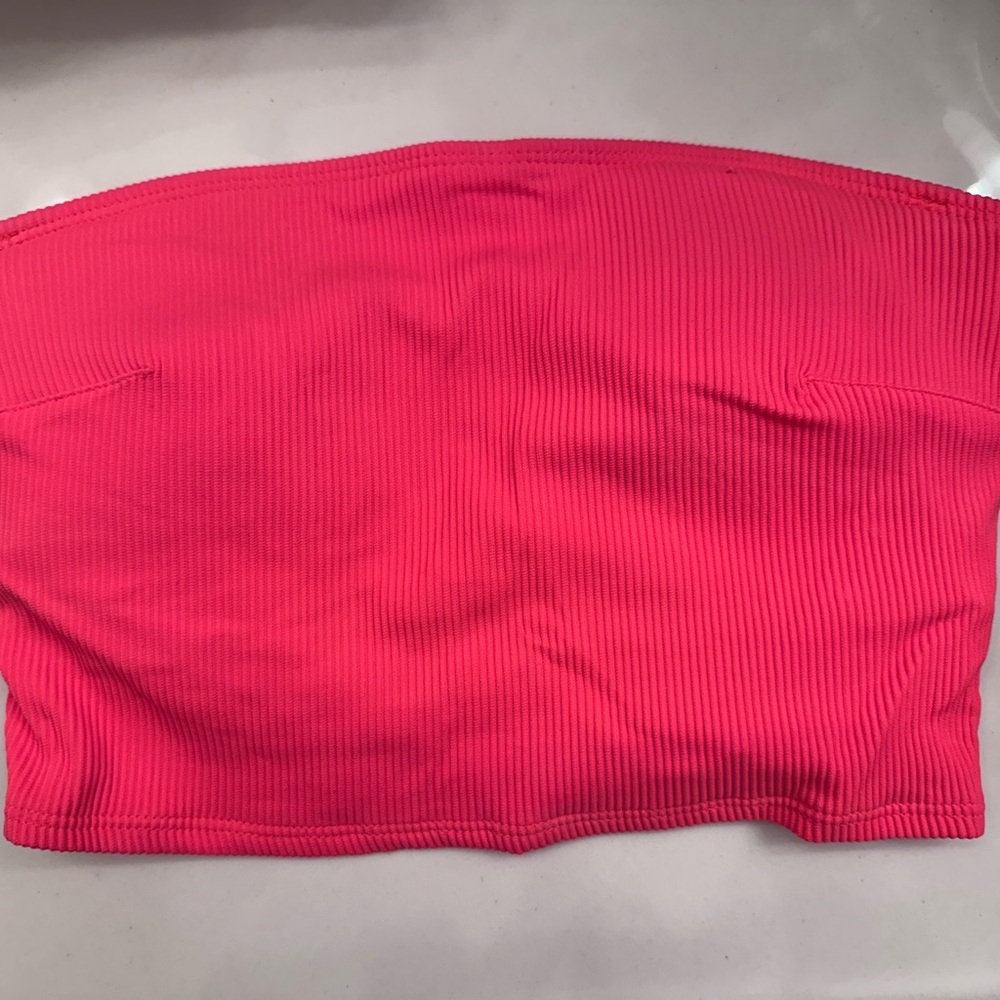 Aerie Bikini Top Hot Pink Ribbed Bandeau